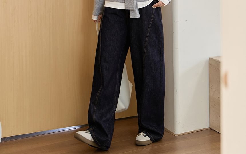 Mock Two-Piece Long-Sleeve Crew Neck Two Tone T-Shirt