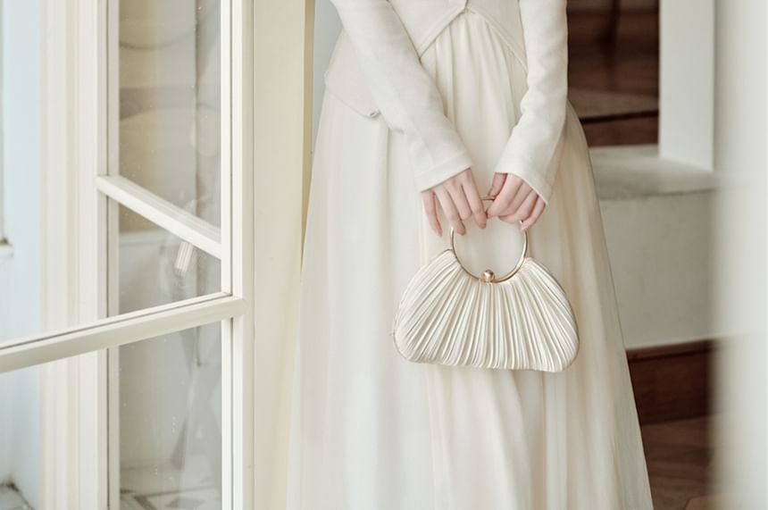 Long-Sleeve Plain Knit Top / High Rise Maxi A-Line Skirt / Set