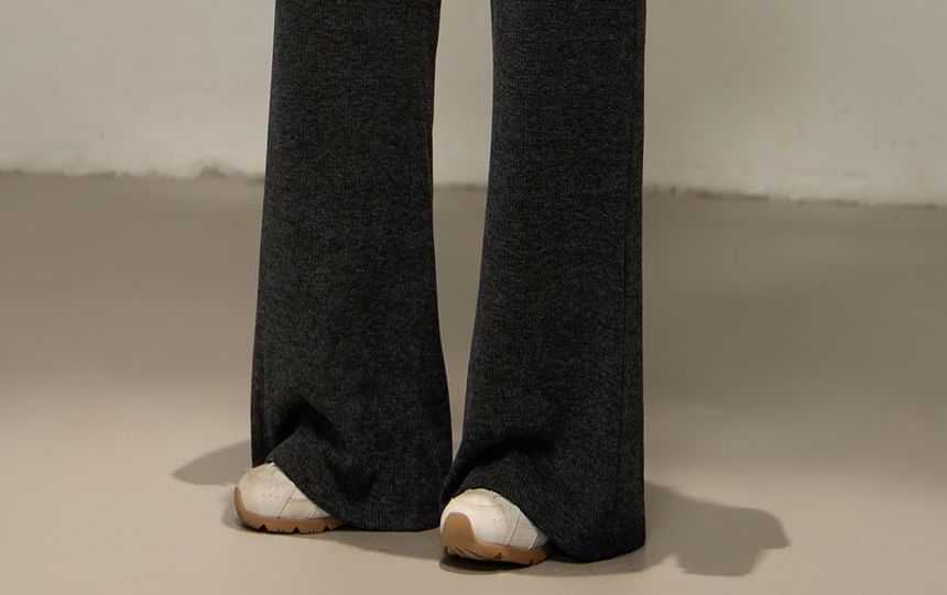 Elastic Waist Melange Wide Leg Pants