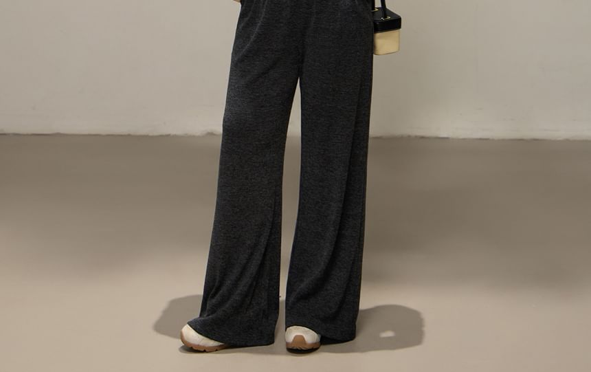 Elastic Waist Melange Wide Leg Pants