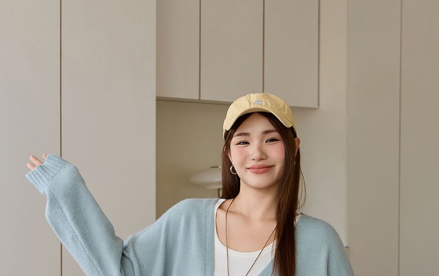 V-Neck Plain Open Front Cardigan