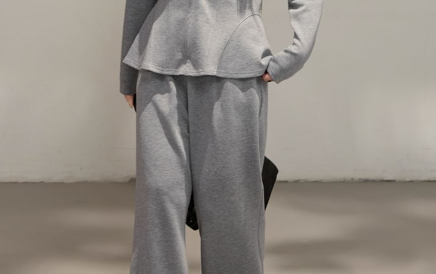 Set: Peplum Zip Hoodie + High Waist Loose Fit Sweatpants