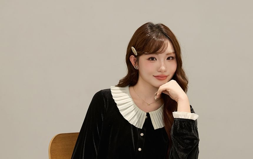 High Rise Plain Velvet Maxi A-Line Skirt