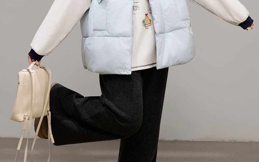 Stand Collar Plain Zip Puffer Vest