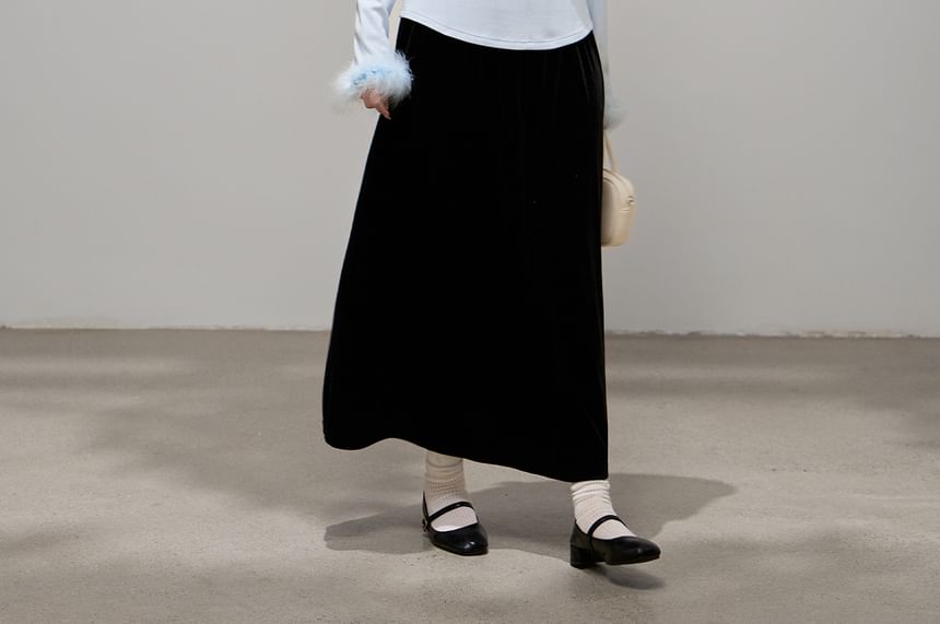 Long Sleeve Round Neck Plain Detachable Fluffy Trim Keyhole Top