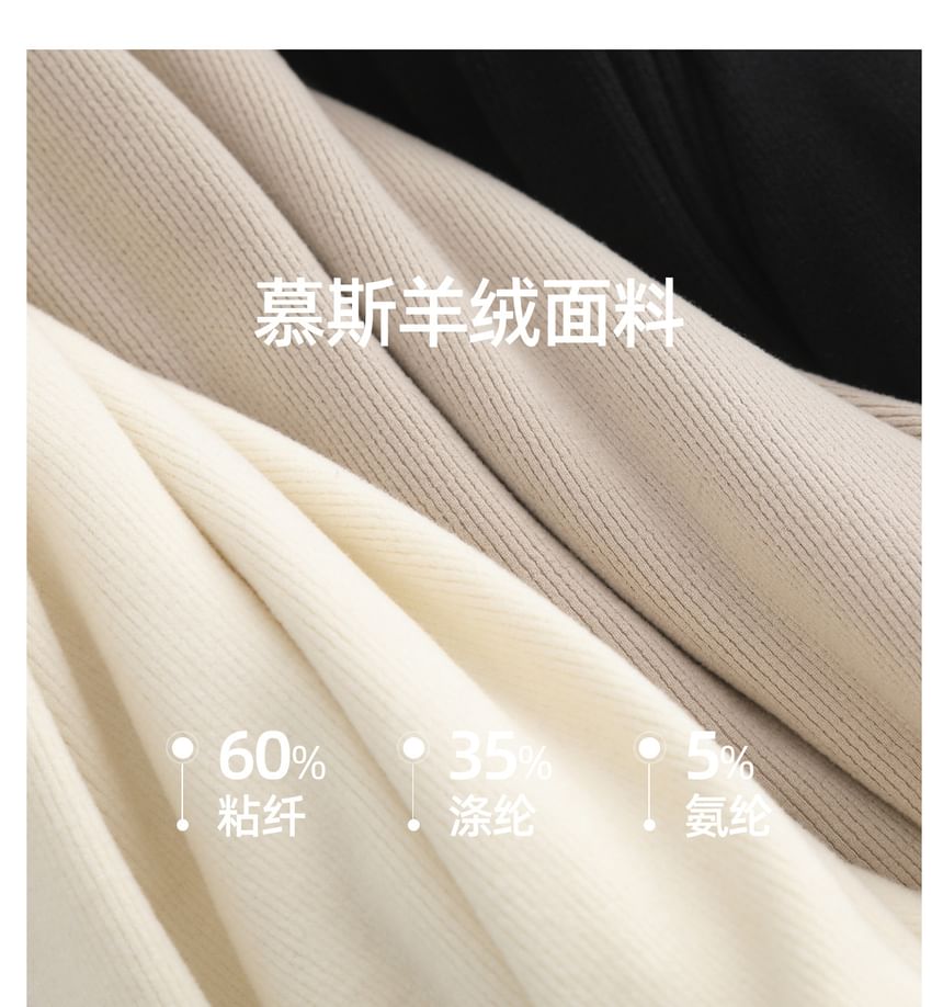 Long-Sleeve V-Neck Dotted Bow Accent Frill Trim Slim Fit T-Shirt