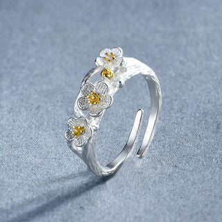 Floral 925 Ring Open Silver Sterling