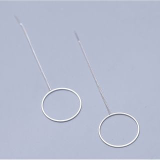 Silver Drop Hoop Earring 925 Sterling