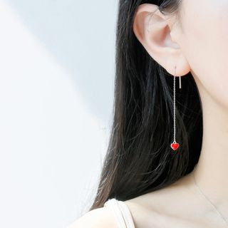 Silver Sterling Earring Heart 925 Drop