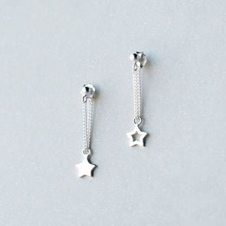 Drop Asymmetrical 925 Sterling Earring Silver Star
