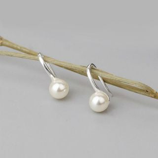 Silver Pearl Faux 925 Earring Sterling