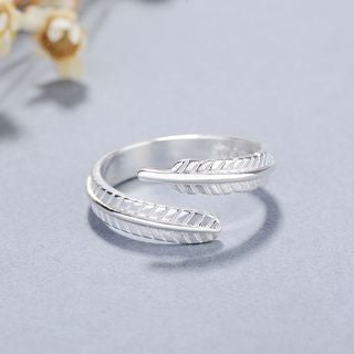 925 Ring Silver Sterling Open Feather