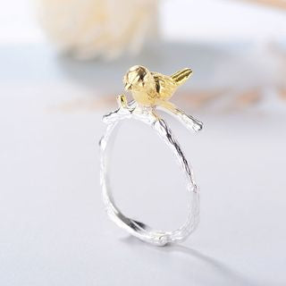 925 Plated Ring Gold Silver Open Bird Sterling