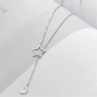 Silver Moon and Sterling Pendant 925 Necklace Star