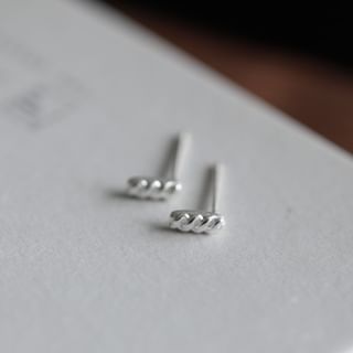 Earring Stud Sterling Baguette Silver