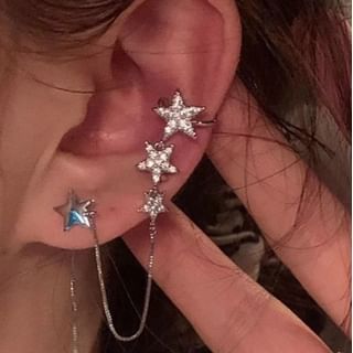 Rhinestone with Cuff Earring Ear Star