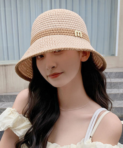 Knitted Leisure Hat White Bucket Hollowed Breathable Out