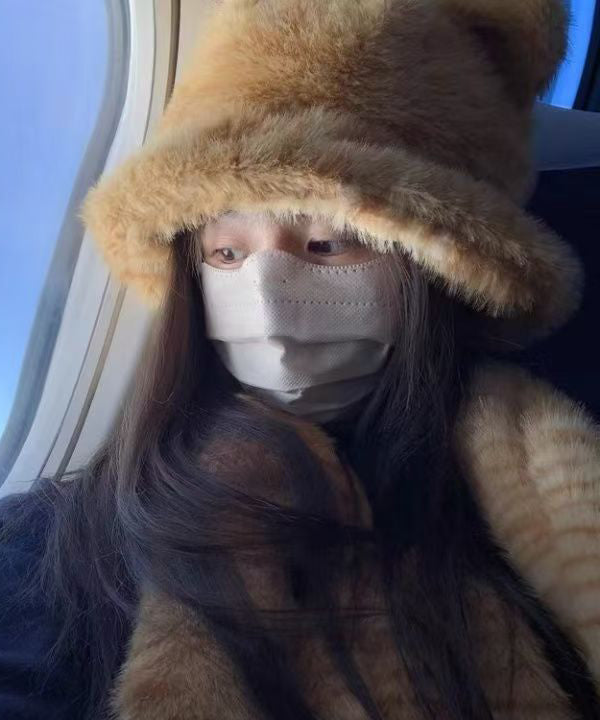 Ensemble bonnet et écharpe en fausse fourrure à imprimé léopard RB050