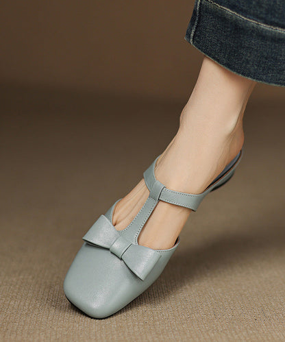 Light Slide Hollow Out Sheepskin Blue Sandals Splicing