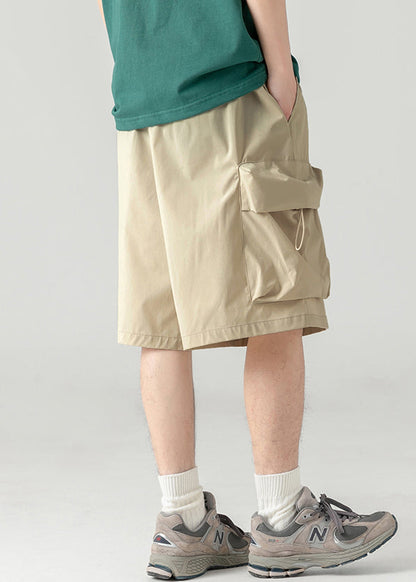 Shorts Khaki Licht Kordelzug Taille Sommer Herren Baumwolle