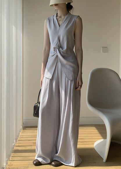 Lace V Cotton Two Solid Neck Set Purple Piece Up Light Summer