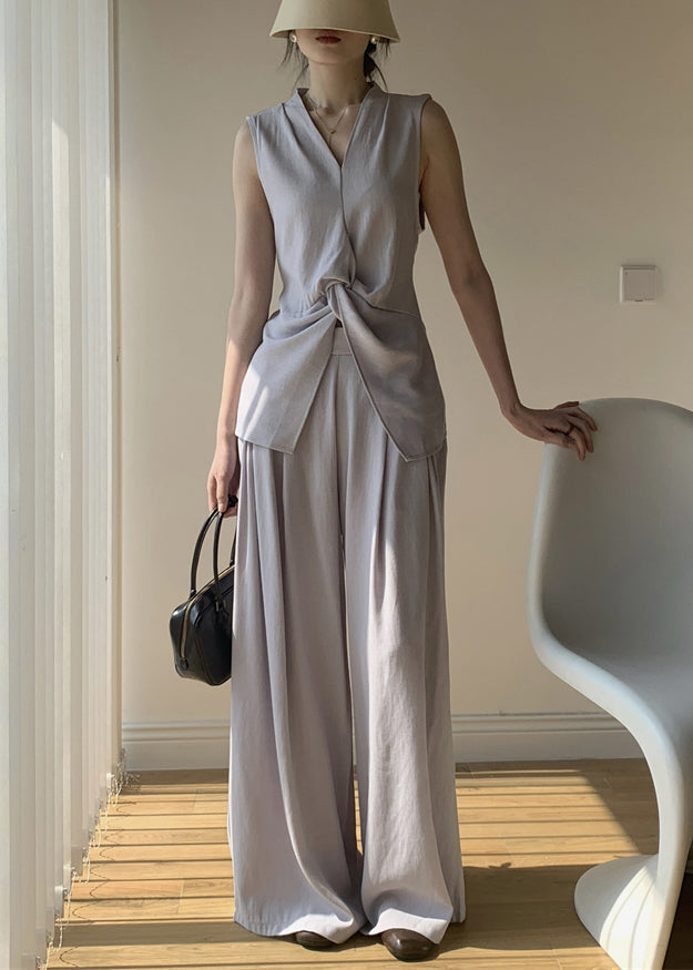 Lace V Cotton Two Solid Neck Set Purple Piece Up Light Summer