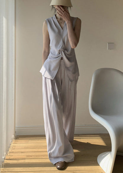 Lace V Cotton Two Solid Neck Set Purple Piece Up Light Summer