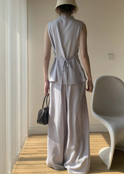 Lace V Cotton Two Solid Neck Set Purple Piece Up Light Summer