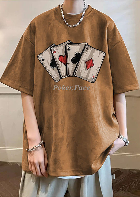 Hemden Grün OT Neck Faux Lose Druck Sommer Armee Wildleder Männer