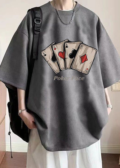 Hemden Grün OT Neck Faux Lose Druck Sommer Armee Wildleder Männer