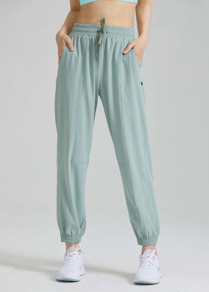 Pantalon ample à nouer à la taille élastique, lanterne de yoga noire