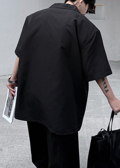 Peter Black Sommer Herren Kragen Lose Pan Shirts Print Baumwolle