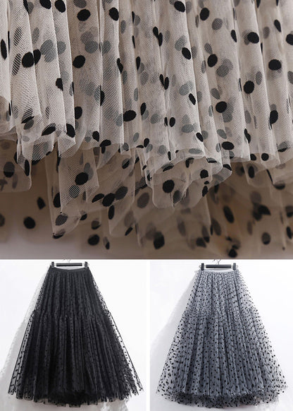 Loose Black Print Elastic Waist Tulle Skirts Summer AS1005 Ada Fashion