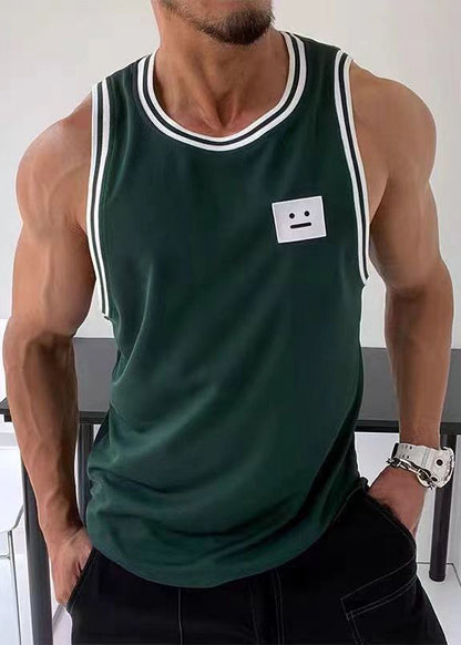 Baumwolle Solide Tank Schwarz Gestreiften Ärmellose Herren