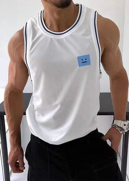 Baumwolle Solide Tank Schwarz Gestreiften Ärmellose Herren