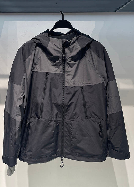 Manteau à capuche noir patchwork pour homme, ample et zippé, en coton, pour le printemps