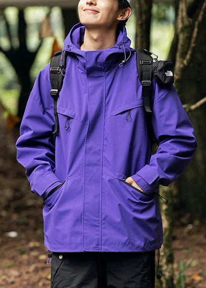 Manteaux amples à poches zippées et à capuche pour homme en coton vert noirâtre