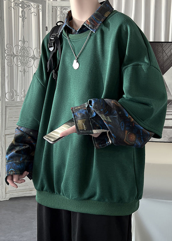 Lose Patchwork Falsche Zwei Schwärzliche Stücke Grün Pan Kragen Peter