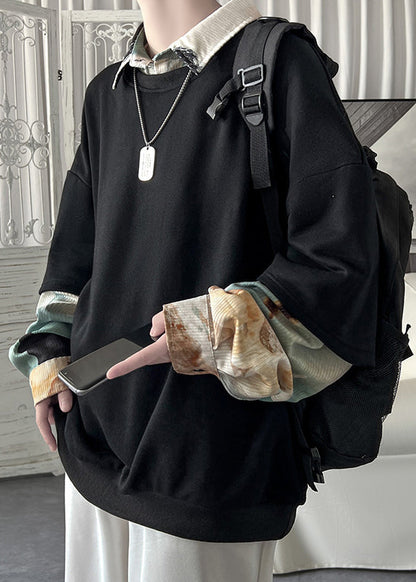 Lose Patchwork Falsche Zwei Schwärzliche Stücke Grün Pan Kragen Peter