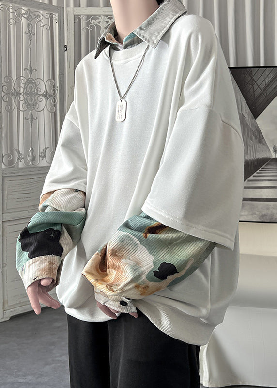 Lose Patchwork Falsche Zwei Schwärzliche Stücke Grün Pan Kragen Peter