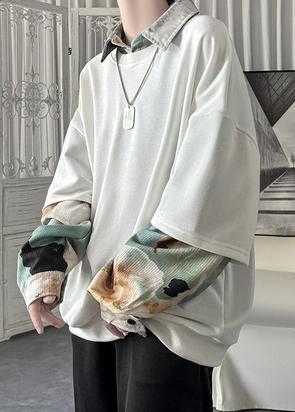 Lose Patchwork Falsche Zwei Schwärzliche Stücke Grün Pan Kragen Peter