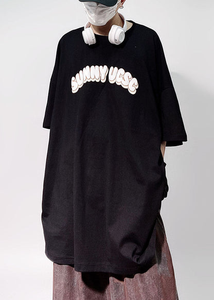 Sleeve Letter Men's Shirts T Half Floral Cotton Blue Loose