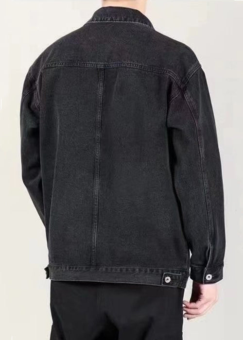 Manteaux en denim à col Peter pour homme, amples et bleus, avec poches, collection printemps