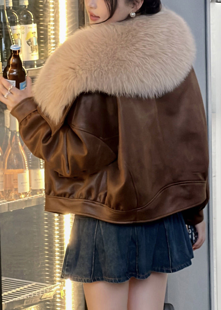 Lose Karamell Pelzkragen Reißverschluss Faux Wildleder Daunenmäntel Winter RC008