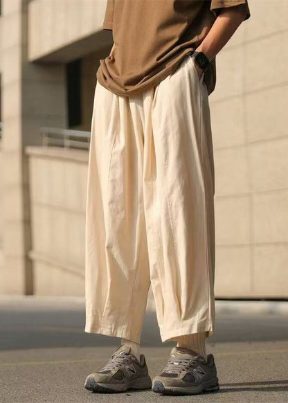 Pantalon d'été élastique pour homme, coupe chocolat, en coton, ample, taille unie
