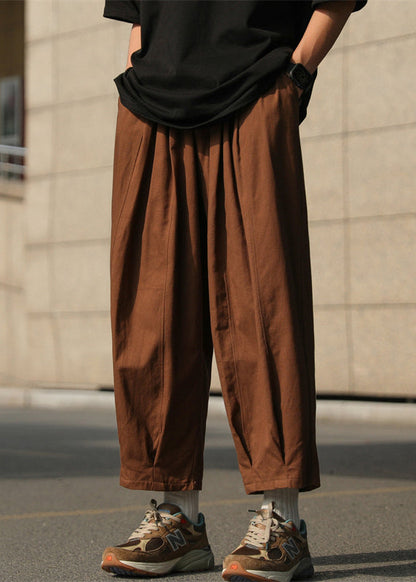 Pantalon d'été élastique pour homme, coupe chocolat, en coton, ample, taille unie
