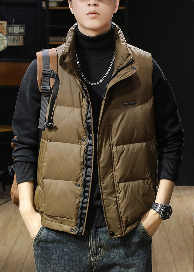 Loose Coffee Zip Up Pockets Men Puffer Vest Winter EQ039