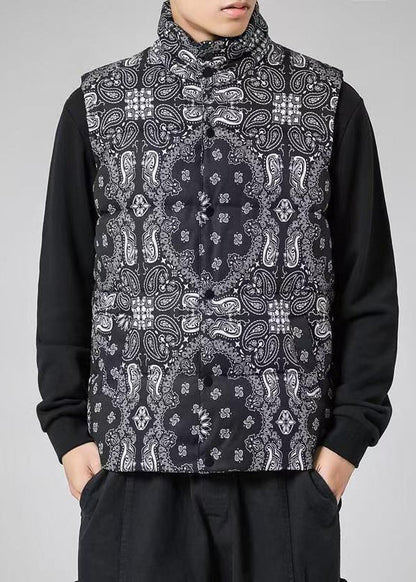 Lose Colorblock Stehkragen Taschen Baumwolle gefüllt Herren Weste Winter RN001