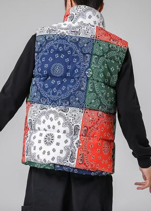 Lose Colorblock Stehkragen Taschen Baumwolle gefüllt Herren Weste Winter RN001