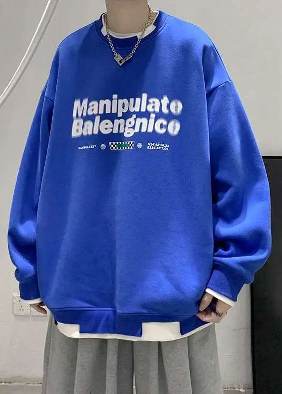 Sweat-shirt deux pièces en faux coton avec col lettre vert ample pour homme O